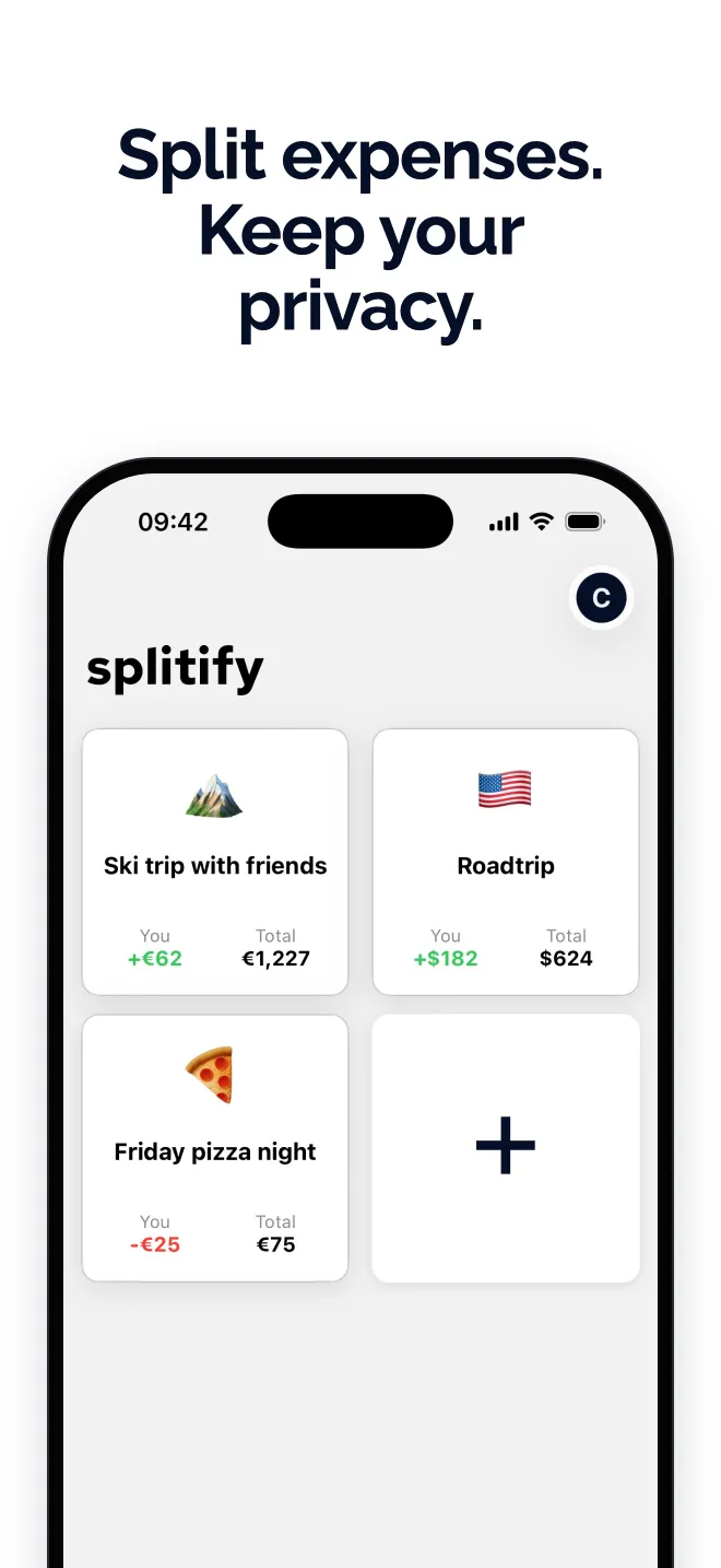 Split expenses. Keep your privacy.