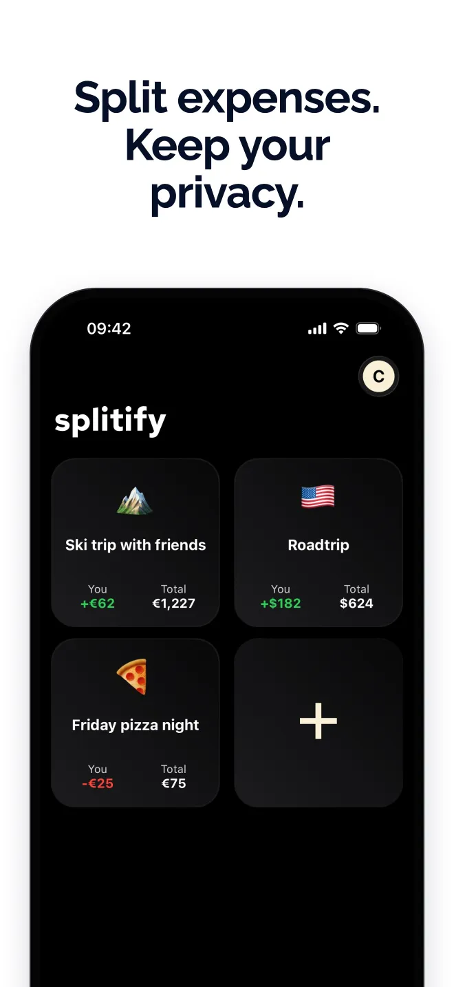 Split expenses. Keep your privacy.